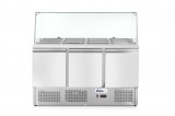 Saladette Met 3 Deuren en Glazen Vitrine 380l, Arktic, 230v/310w, 1365x700x(h)1300mm