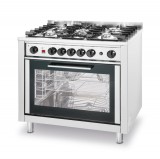 Gasfornuis - 5 Pits Met Elektrische Oven, Hendi, Kitchen Line, Zilver, 230v/2900w, 14,3kw, 900x655x(h)900mm