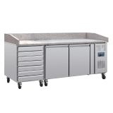 Polar U-serie Pizza Werkbank Met Granieten Blad en Deeglades 290l