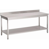 Gastro M Rvs Werktafel Met Onderblad en Achteropstand 85x200x70cm