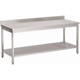 Gastro M Rvs Werktafel Met Onderblad en Achteropstand 85x180x70cm