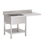 Gastro M Rvs Spoeltafel Met Ruimte Voor Vaatwasser 120x70x85cm