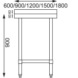 Vogue Rvs Werktafel Met Achteropstand 90x180x60cm