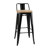 Bolero Bistro Hoge Barstoel Met Houten Zitting Zwart (4 Stuks)