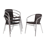 Bolero Aluminium en Polyrotan Stoelen Zwart (4 Stuks)