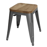 Bolero Bistro Stalen Kruk Met Houten Zitting - Grijs (4 Stuks)