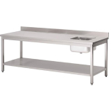 Gastro M Rvs Werktafel - Spoelbak Rechts en Achteropstand 140(l) x 70(b) x 85(h)cm