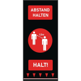 Social Distancing Vloermat 150x65cm Rood - Mensen (let Op: Duitse Tekst)