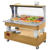 Buffet - Wandsalad Bar, Gekoeld, 4x GN 1/1-150 (licht Eiken Hout)