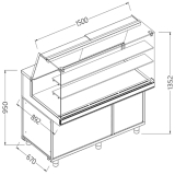 Vitrinetoonbank Snack Warm-droog _hoge Ruiten, Groep op Afstand, Met Reserve