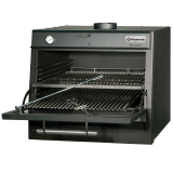 Houtskooloven-bbq, GN 1/1 + Gn2/4 (75 Kg/h)/zwart