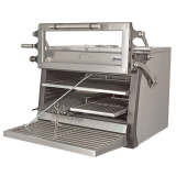 Houtskooloven-bbq, GN 1/1 + Gn2/4 (75 Kg/h)- Hefbare Deur/roestvrij Staal