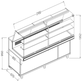 Statische Gekoelde Toonbankvitrine Voor Snacks Met Reserve _hoge Ruiten, Met Groep