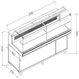 Statische Gekoelde Toonbankvitrine Voor Snacks Met Reserve _lage Ruiten, Met Groep