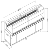 Statische Gekoelde Toonbankvitrine Voor Snacks Met Reserve _lage Ruiten, Met Groep