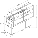 Toonbank Vitrine Snack Saladette_hoge Ruiten, Groep op Afstand