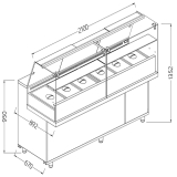 Toonbank Vitrine Snack Saladette_hoge Ruiten, Groep op Afstand