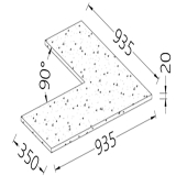 Optie: Werktablet Hoek 90° (20 Mm), Laminaat Met Steen Afwerking - (pc)