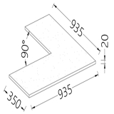 Optie: Werktablet Hoek 90° (20 Mm), Laminaat Met Maan Afwerking - (pc)