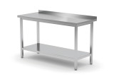 Muurwerktafel Met Opstaande Rand en Schap - 600 mm Diep, Hendi, Kitchen Line, 1000x600x(h)850mm