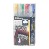 Securit Waterproof Krijtstift (glas+krijtbord) in Rood, Groen, Geel, Blauw Met 2-6mm Punt (doos 4)