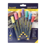 Securit Liquid Krijtstift 1-2mm Penpunt in Rood, Blauw, Geel, Groen, Roze, Oranje, Violet (doos 7)