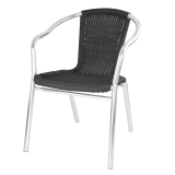 Bolero Zwarte Wickerstoelen Met Aluminium Frame (set Van 4)