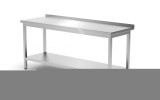 Muurwerktafel Met Opstaande Rand en Schap - 600 mm Diep, Hendi, Kitchen Line, 1800x600x(h)850mm