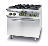 Gasfornuis 4-pits Met Convectieoven GN 1/1, Hendi, Kitchen Line, 230v/3000w, 19kw, 800x722x(h)900mm