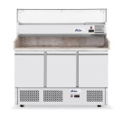 Pizzawerkbank Met 3 Deuren en Koelvitrine 380+40l, Arktic, 254l, 230v/400w, 1400x700x(h)1491mm