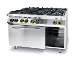 Gasfornuis Kitchen Line 6-pits Met Convectieoven GN 1/1, Hendi, Kitchen Line, 230v/3000w, 28,5kw, 1200x722x(h)900mm